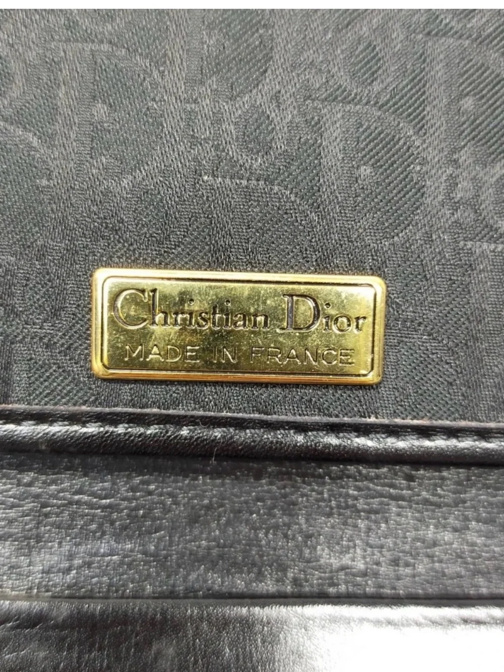 Dior Black Monogram Tote with Gold Plaque